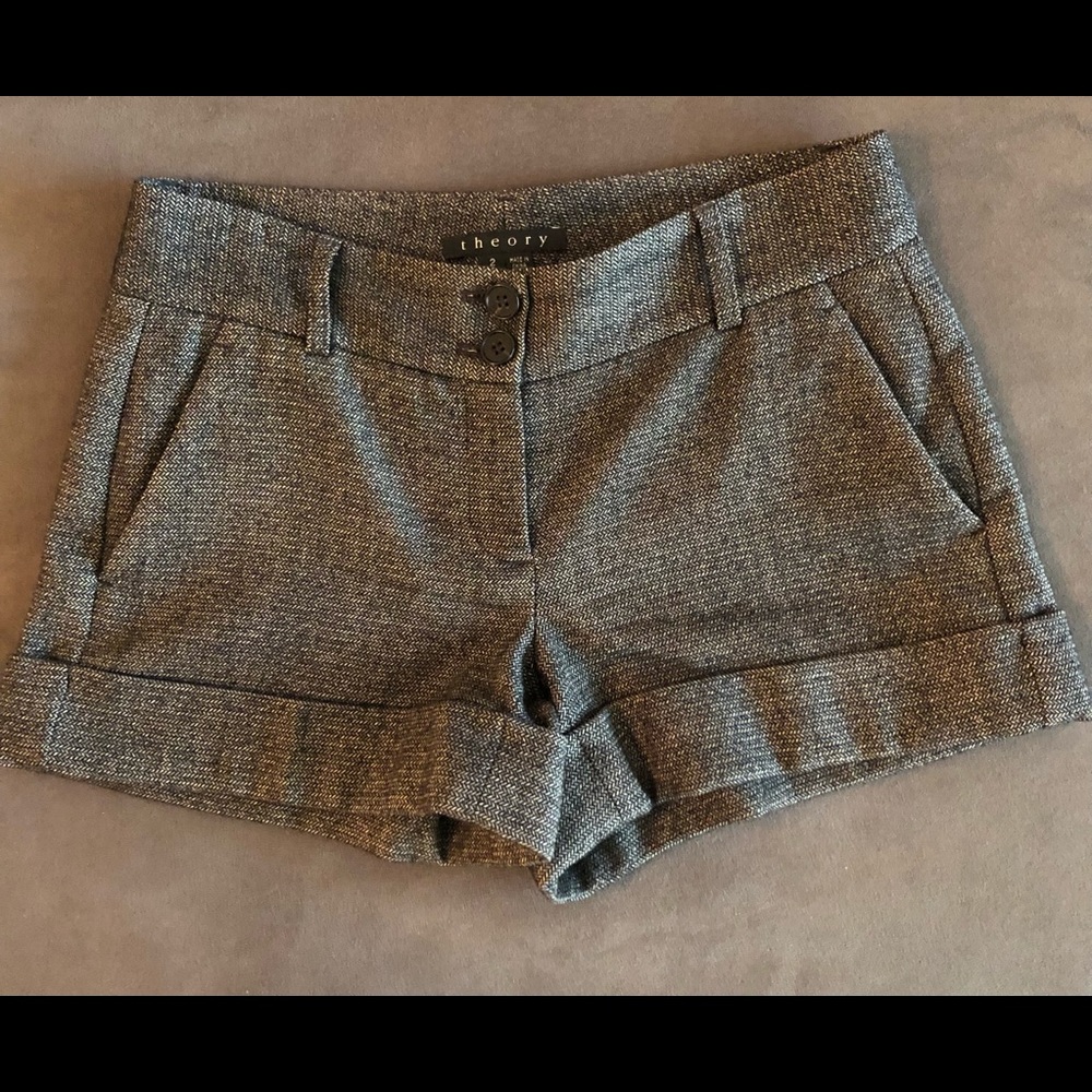 Theory Tweed Hammish Wool shorts in Dark Grey Sz 2